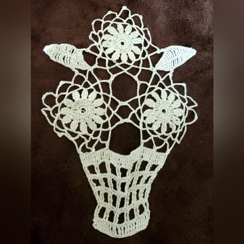 Vintage white hand crochet floral doily